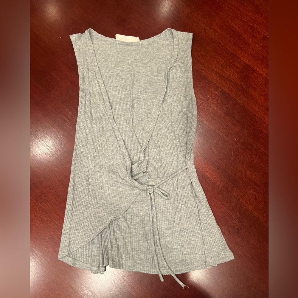 Twinkle Heather Gray Ribbed Wrap Tank Top